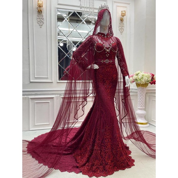 Ready kebaya pengantin span duyung full Payet ada ekor)
