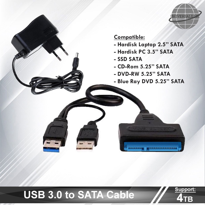 USB 3.0 to SATA CABLE HDD CONVERTER Support 4TB