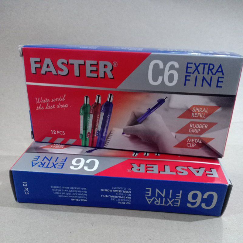 

1 Pak Ballpoint/bolpoin/pulpen Faster C6 hitam isi 1 Lusin/ 12 pcs