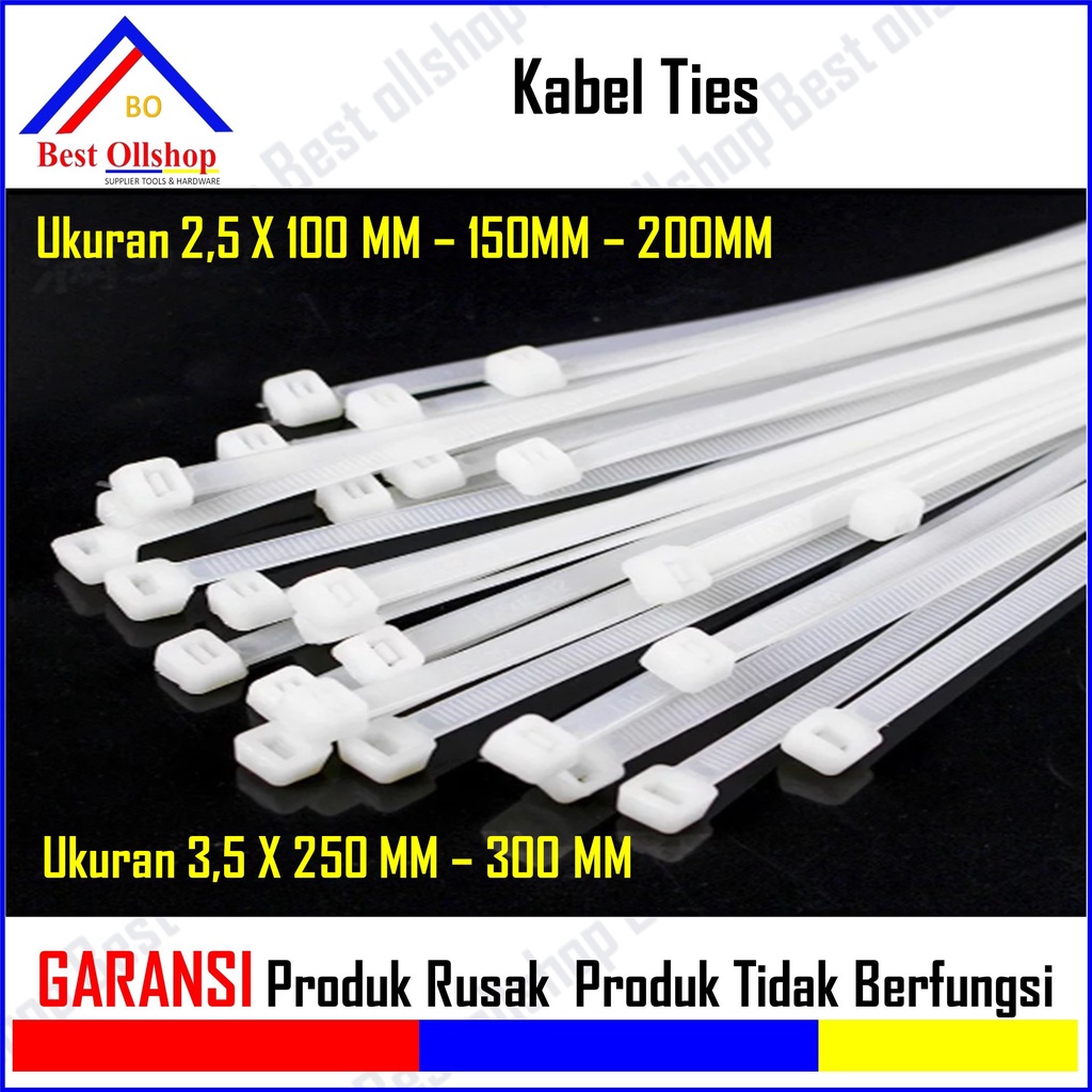 Kabel Tis / Cable Ties Nylon 10cm 15cm 20cm 25cm 30cm / Tali Kabel Tie Ties Tis 1 Pack Isi 100 Pcs