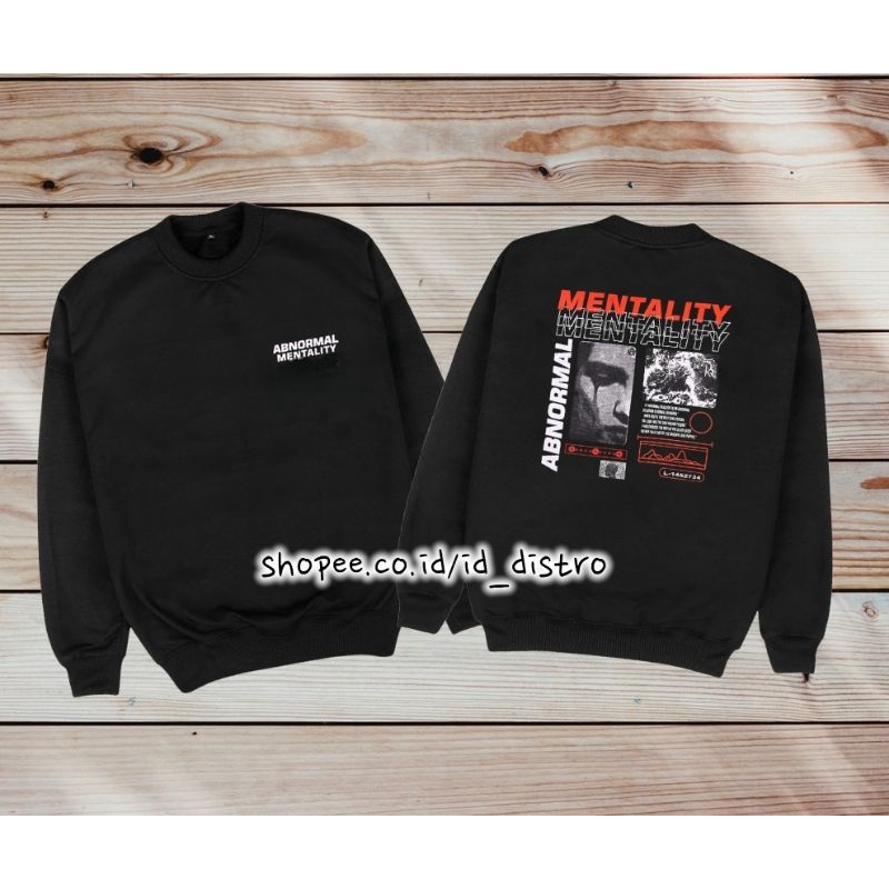 0Sweater Crewneck Pria Wanita Motif Abnormal Mentality