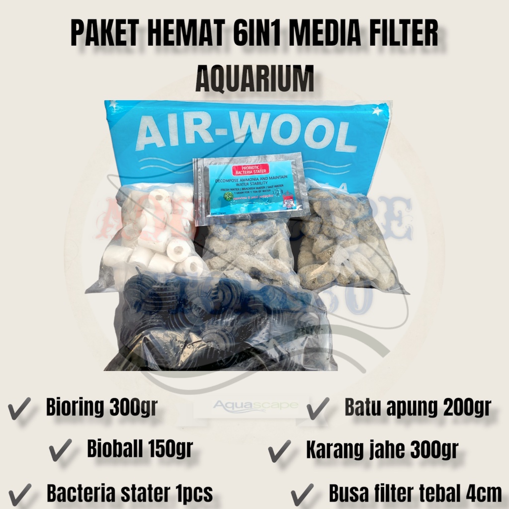 paket media filter aquarium 6in1 / paket hemat media filter aquarium