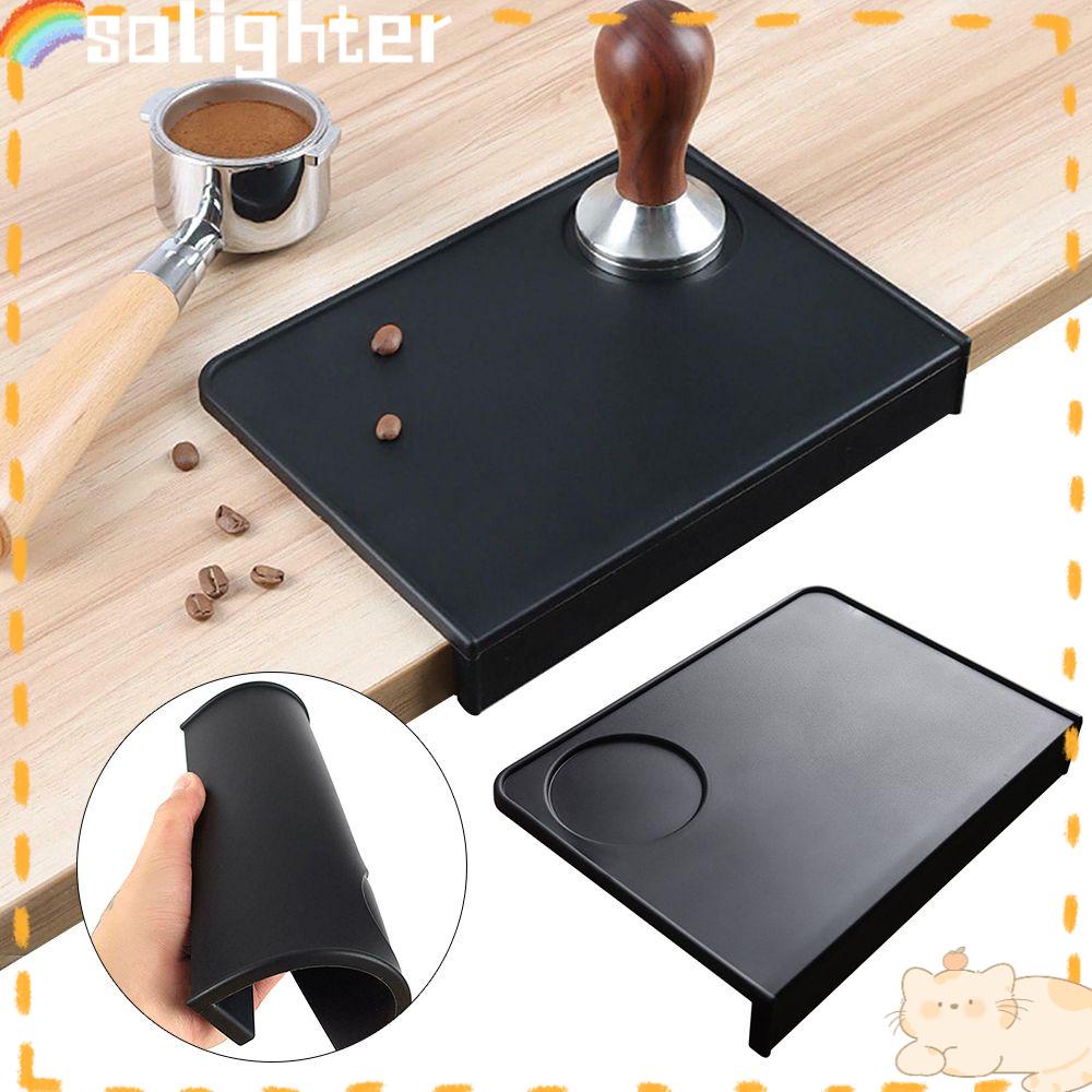 Solighter Coffee Tamper Mat Alat Kopi Aman Makanan Lembut Tidak Bau Anti-Slip Sudut Tamping Pad Espresso Silicone Mat