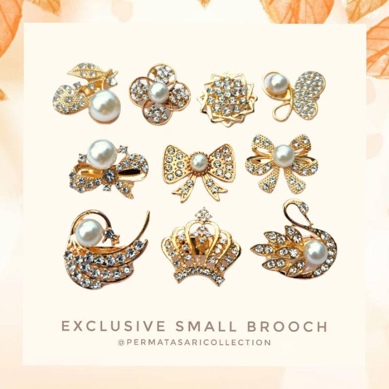 Bros Dagu Korea Kecil Bross Samping Pundak Aksesoris Jilbab Hijab Kerudung Wanita Muslim Muslimah Silver Small Brooch Pin Peniti Motif Bunga Pita Mutiara