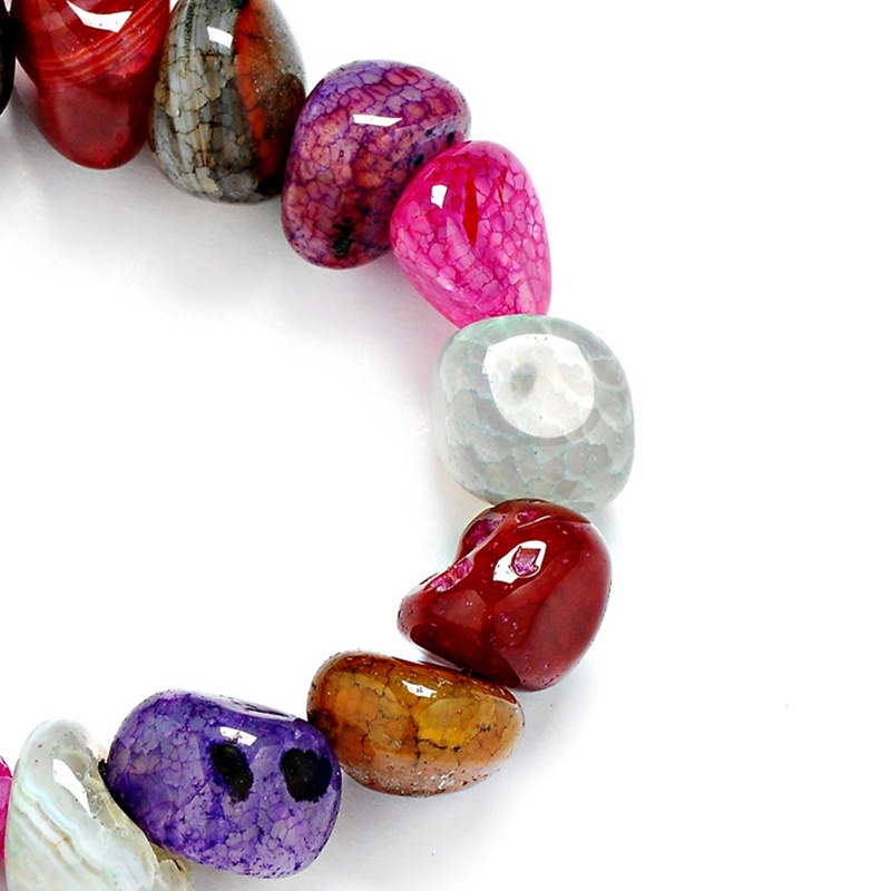 Ice Crack Permata Alami Tidak Teratur Dengan Bentuk Gelang Warna Campur Untuk Wanita