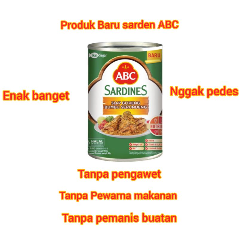 

Sarden ABC Siap Goreng Bumbu serundeng