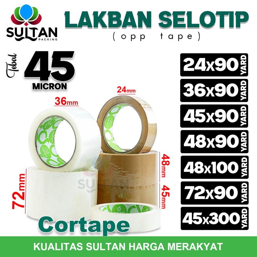 

Lakban isolasi Solatip OPP Tape Cortape Varian TERMURAH / Satuan