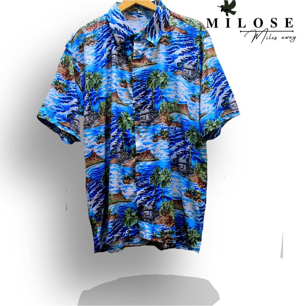 Baju Pantai bali  Kemeja surfing motif bunga pantai bali hawaii