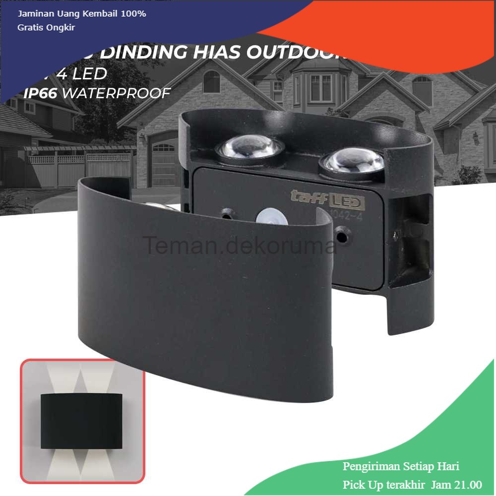 TD - LMP TaffLED Lampu Dinding Hias Outdoor Aluminium IP66 4W 4 LED Tri-color - 1042-4