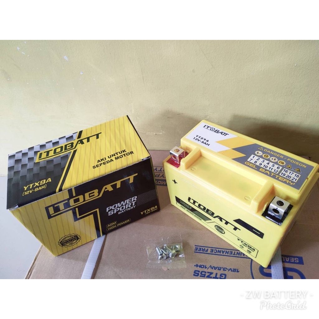 Aki Motor Ninja 250FI, Ninja 250R, RR Mono, Z250 YTX9-BS ITOBATT AKI GEL