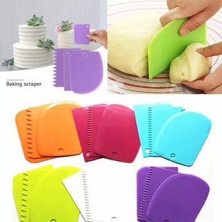Serbagrosirmurah Scraper Buttercream Alat Dekorasi Hias Kue Penghalus Cake Potong Dough 3 in 1 Set Adonan