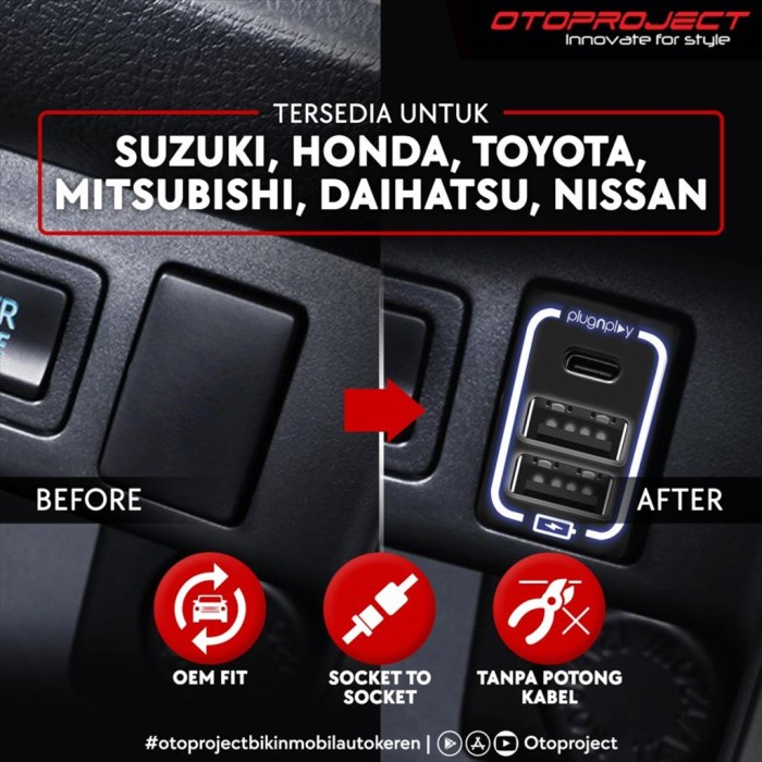 ✨BEST✨ -USB Fast Charging Otoproject Innova Reborn Modul OBD Charger Hp Mobil- 1.1.23