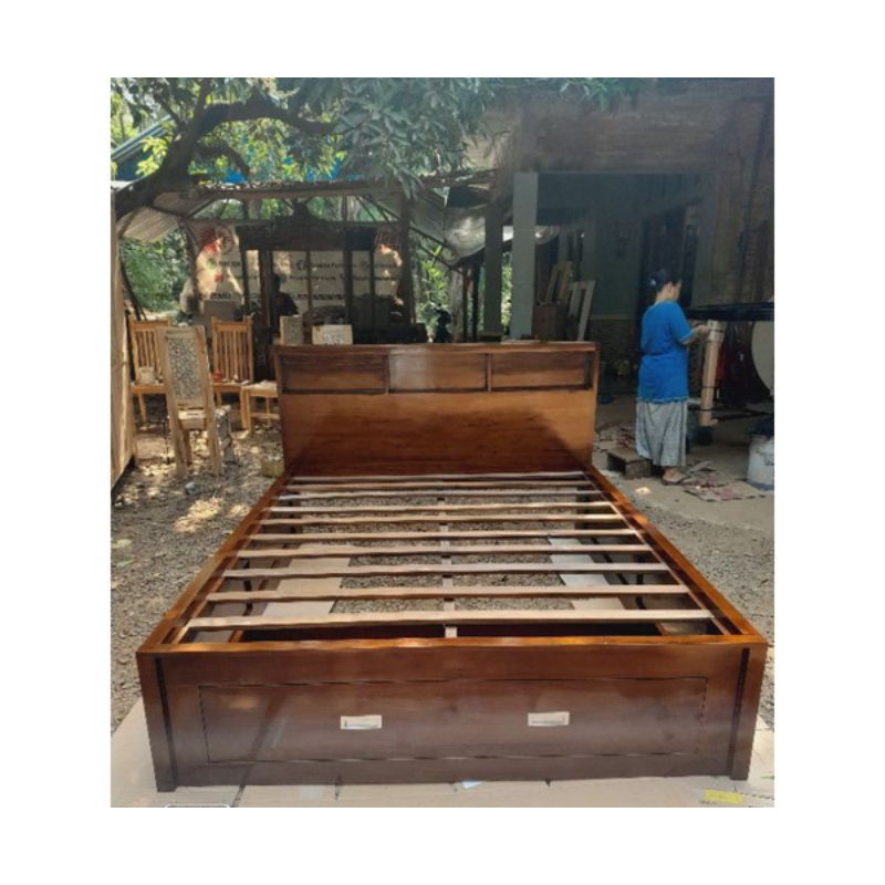 Dipan Minimalis Laci / Tempat Tidur Minimalis Jati / Dipan Jati Jepara