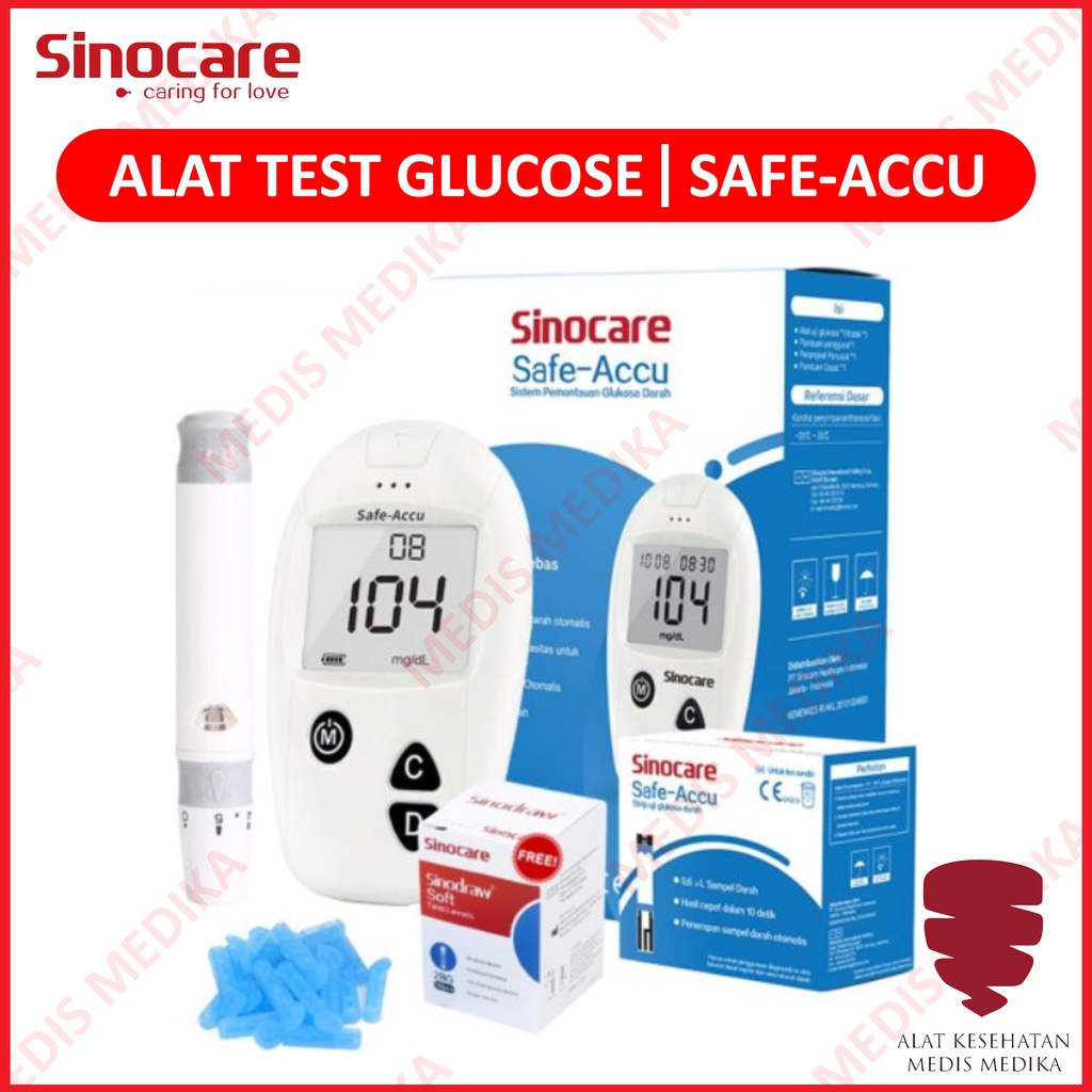 Sinocare Safe-Accu Alat Cek Gula Darah Test Uji Glucose Safe Accu