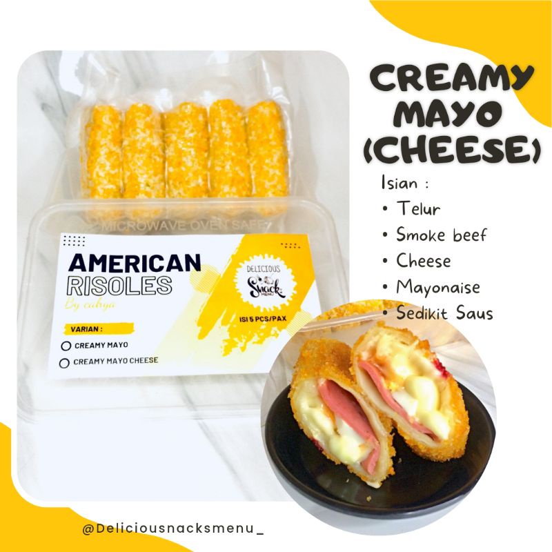 

RISOL MAYO ENAK LUMER MENTAH FROZEN (CREAMY MAYO CHEESE) ISI 5/PAX