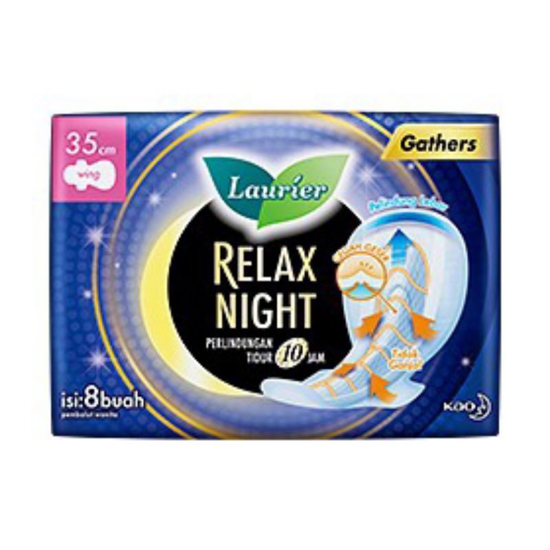 LAURIER RELAX NIGHT WITH GATHERS 35CM - 8PCS