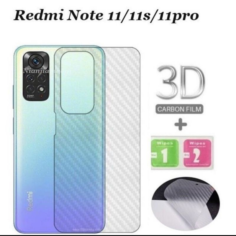 XIAOMI REDMI NOTE 11 NOTE 11 PRO ANTI GORES SKIN KARBON BELAKANG SCREEN GUARD PROTECTOR ANTI JAMUR