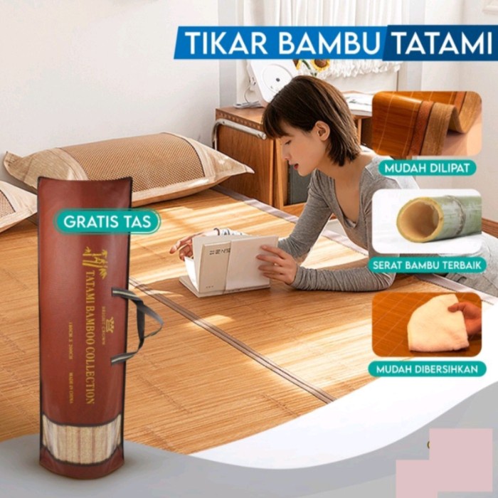 .........] Tamtami Tikar Bambu Lampit Tikar Bamboo Motif Bunga