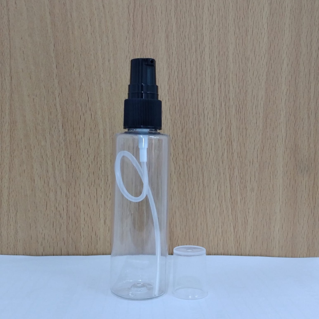 Botol Plastik PET 60ml RF Bening Tutup Pump Treatment Half Cap