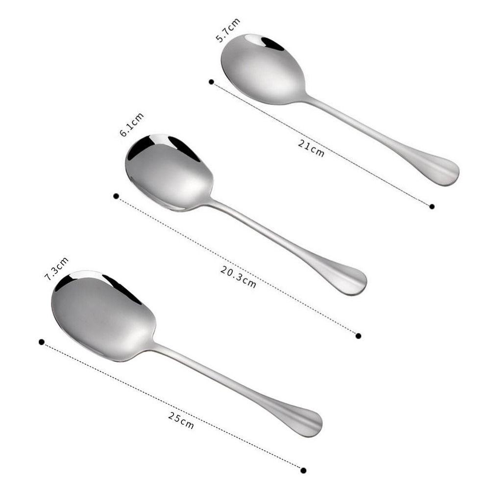 Solighter 2pcs Dish Public Soup Spoon Stainless Steel Gagang Panjang Peralatan Makan Distro Restoran Hotel