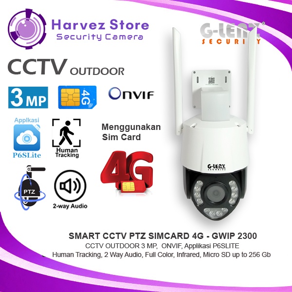 GLENZ CCTV SIM CARD 4G (3 MP) PTZ CAMERA - GWIP 2300 P6SLITE