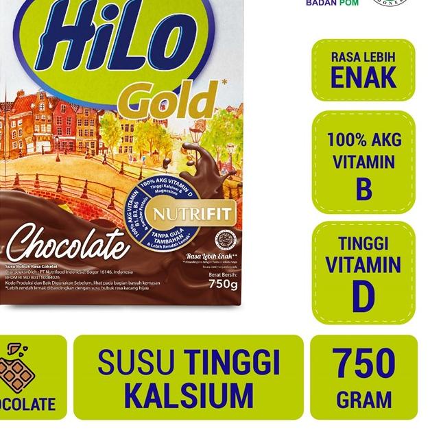 

♚ HiLo Gold Chocolate 750 gram - Susu Tinggi Kalsium Rendah Lemak ❅