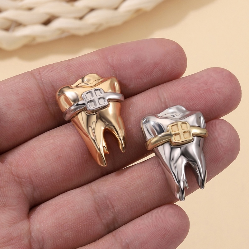 Pin Enamel Gigi Warna Gold Silver Pin Dokter Gigi Bros Lencana Dokter Perawat Perhiasan Hadiah Grosir Teman Sweater Aksesoris