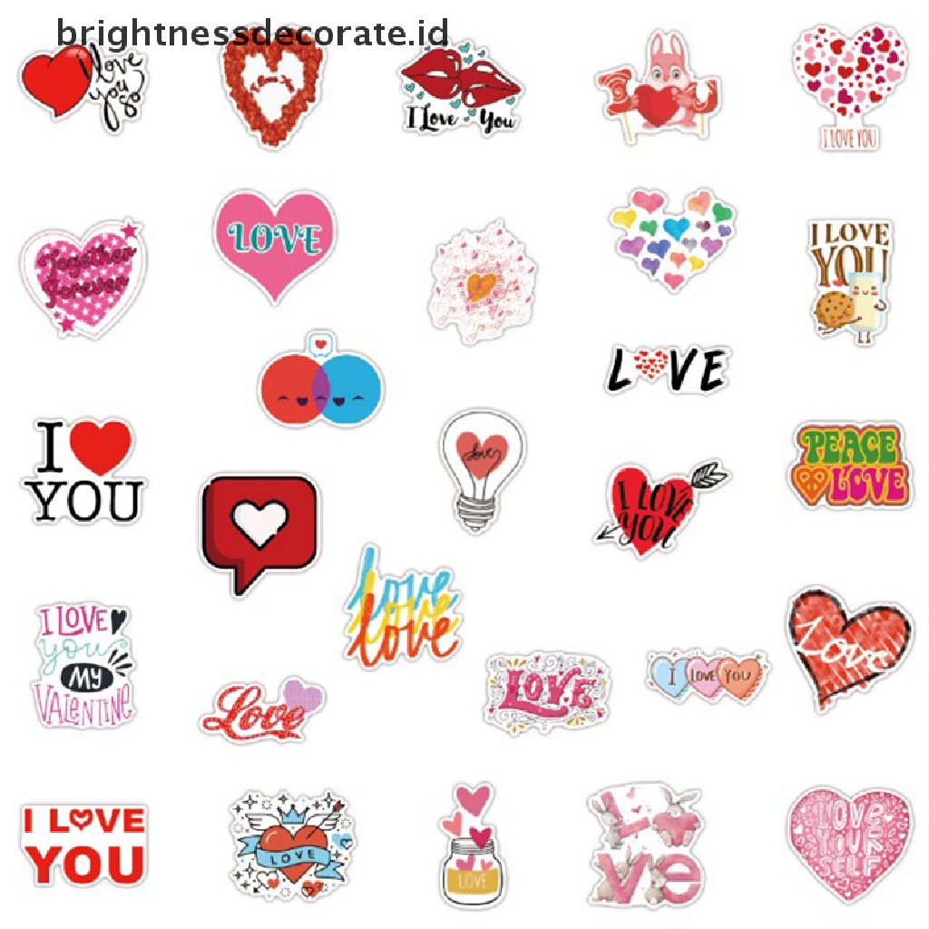 [Birth] 50pcs Valene's Day Stiker Hadiah Untuk Pecinta Untuk DIY Stiker Skateboard Gitar [ID]