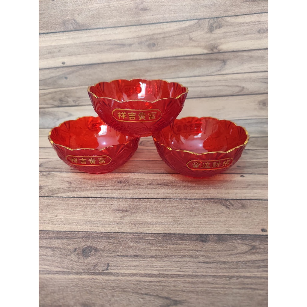 Mangkok Sembahyang Merah Acrylic Tempat Buah Bahan Bagus Import