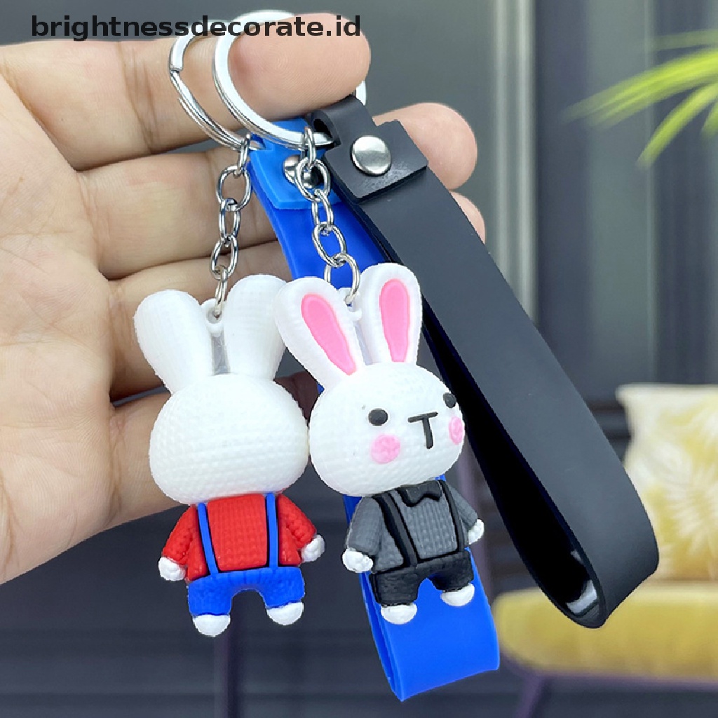 [Birth] Lucu Kartun Anime Pink Rabbit Gantungan Kunci Untuk Wanita Fashion Tas Liontin Kunci Mobil Cincin Pasangan Kekasih Hadiah [ID]
