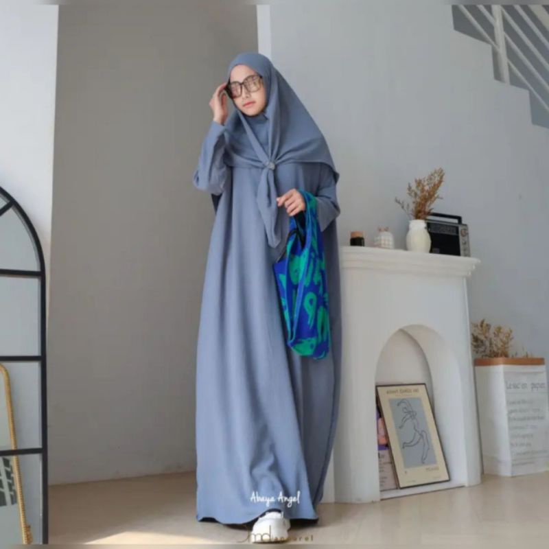 ONE SET ABAYA ANGEL GAMIS CRINGKLE BUSUI