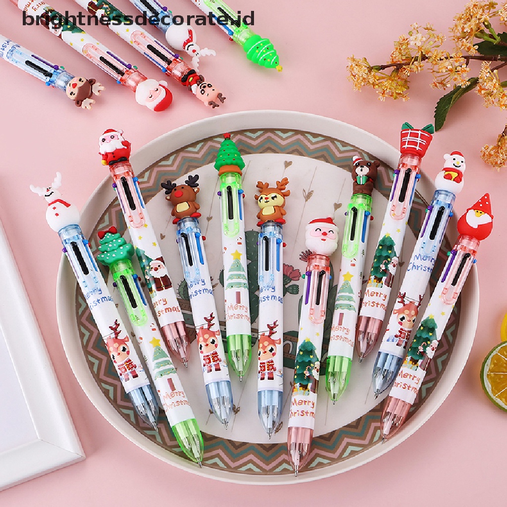 [Birth] 6warna Pena Ballpoint Natal Lucu Kartun Ball Pen Kantor Sekolah Wrig Perlengkapan Novelty Pen Hadiah Alat Tulis [ID]