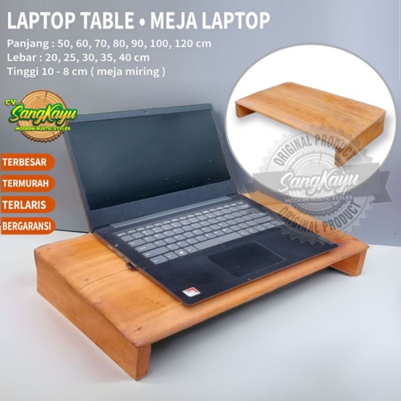 Meja laptop kayu portable minimalis laptop stand kayu notebook holder