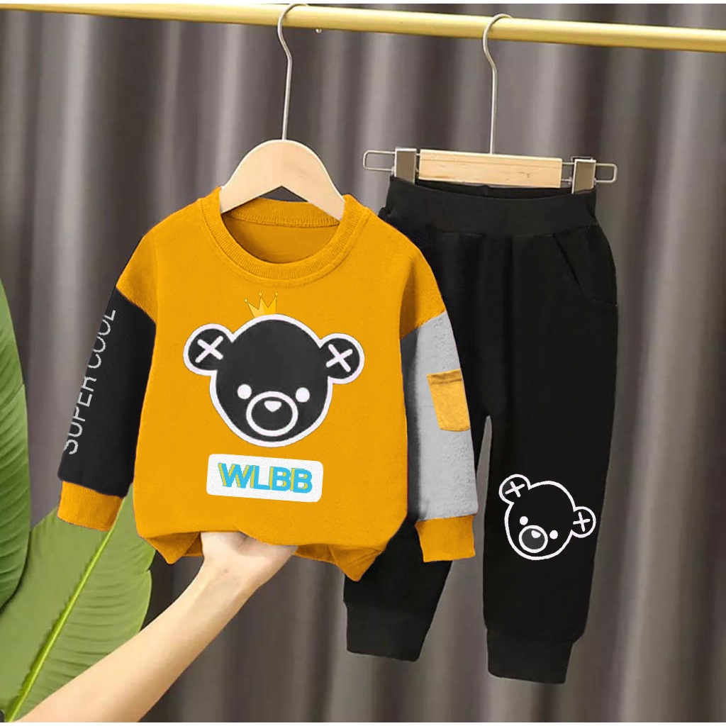 COD// FASHION SETELAN SWEATER CARDIGAN BAYI ANAK MOTIF BEAR BERUANG WLBB USIA 6 BULAN-5 TAHUN BAHAN BABYTERRY TERMURAH/ TRENDY SETELAN SWEATER CARDIGAN BAYI ANAK LAKI-LAKI &amp; PEREMPUAN/ BEST SETELAN SWEATER ANAK CEWEK &amp; COWOK BEST SELLER