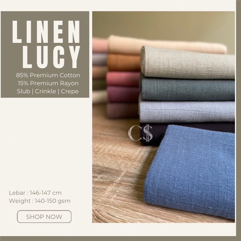 KAIN LINEN LUCY SLUB CREPE CRINKLE COTTON RAYON PREMIUM GRADE A ECERAN YARD / ROLL