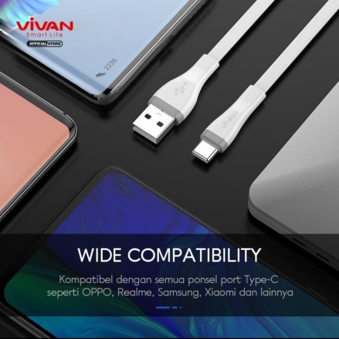 Kabel Vivan SC30S White USB Type-C 30 CM