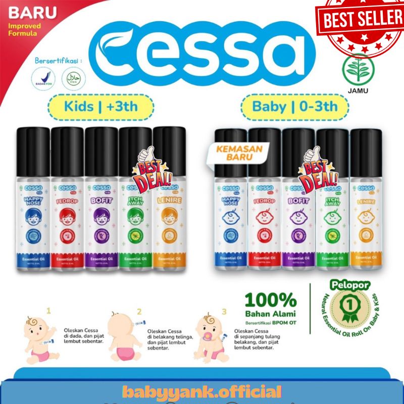 ♥BabyYank♥ Cessa Baby [0-3th] - Cessa Kids [3th+] Essential Oil  Fever Drop , Cough n Flu , Lenire , Bugs Away dan Immune Booster