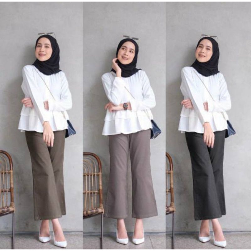 Celana Cutbray Wanita Anti Kusut - Celana Highwaist Wanita Bahan Jatuh Celana Kantor Formal Celana Casual Wanita Jubre