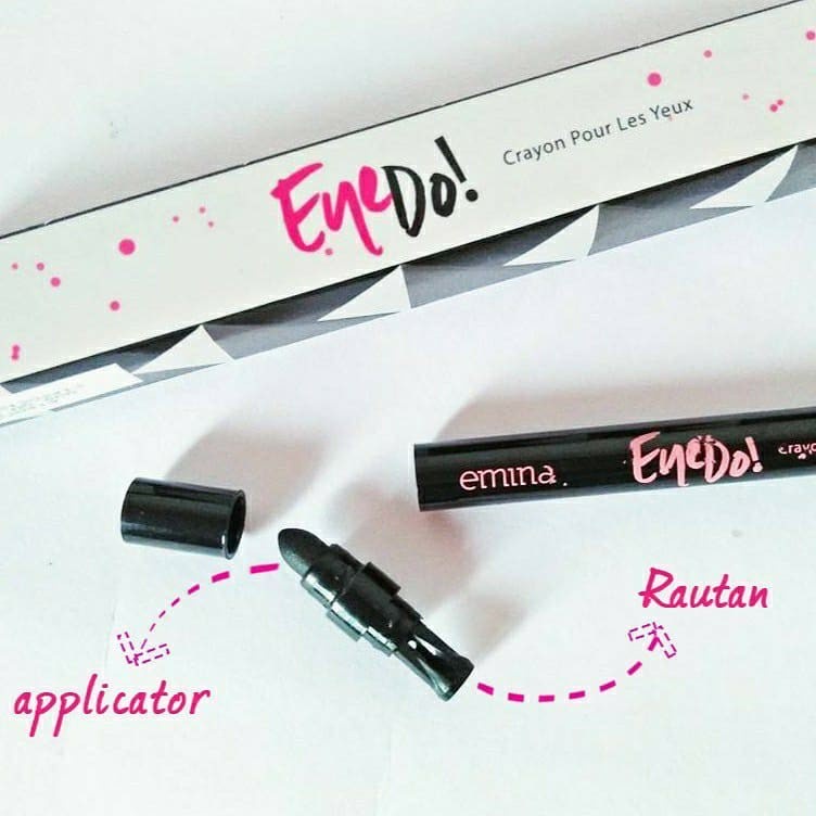 EMINA Eye Do! Crayon Pous Le Yeux Indonesia / Eyeliner 0.2g / Waterproof Matte Finish Pigmented / Eyeshadow Intense Color Longlasting Smudger Crayon Liner / Anti Air / Black Brown Hitam Coklat / Cosmetic Makeup Make Up Brow EyeDo Do Series / Pencil Pensil