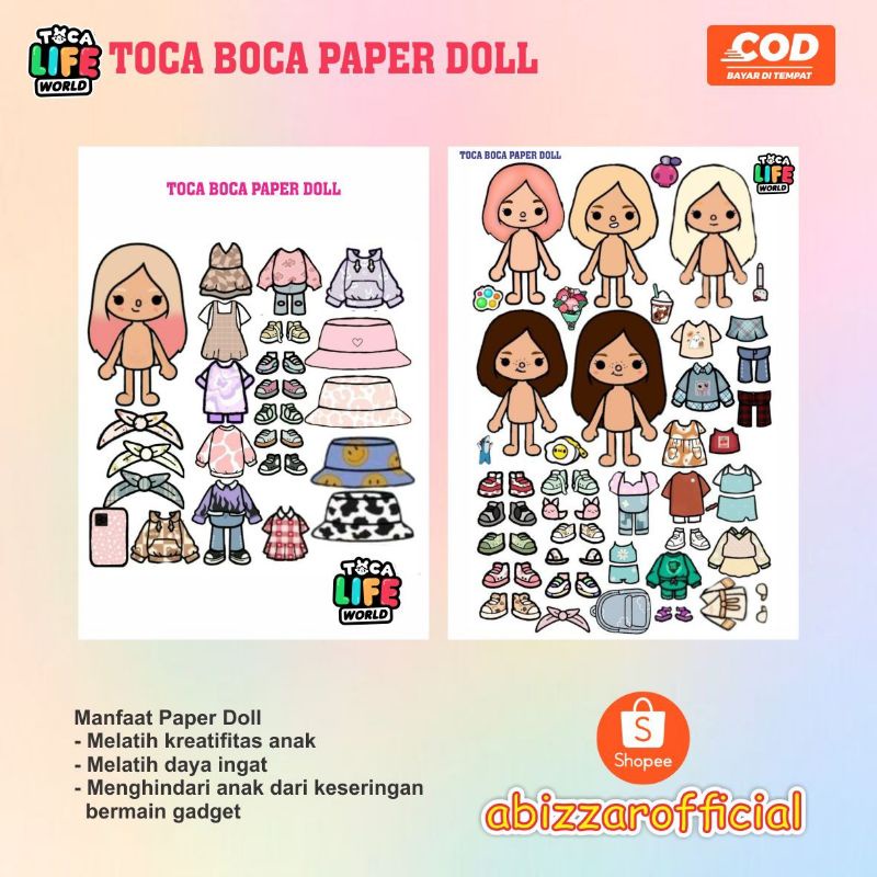 BP BPAN mainan edukasi anak toca boca paper doll tempel dan gunting sendiri