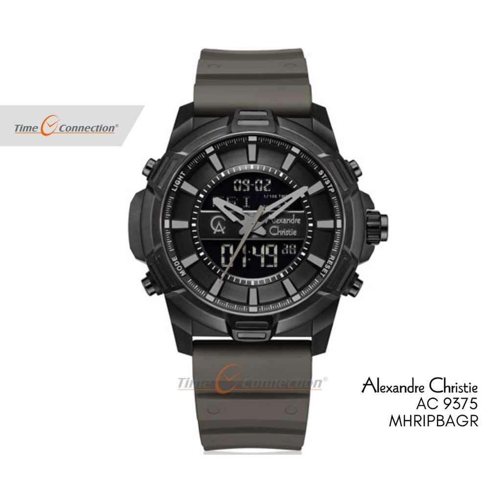 Alexandre Christie AC 9375 MHRIPBAGR Abu Hitam Original / Jam Tangan Pria Analog Digital