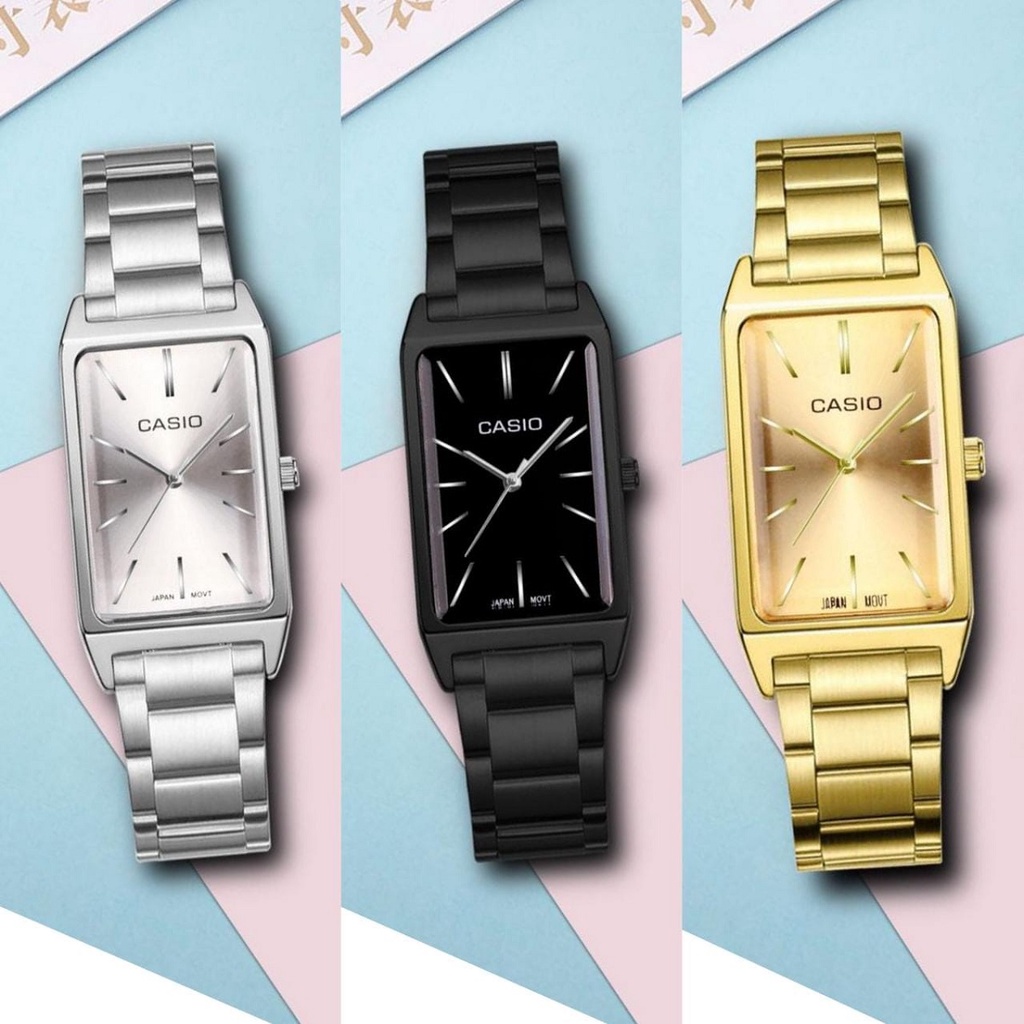 Jam Tangan Wanita Casio LTP-V007G-9EUDF / Jam Tangan Wanita Casio Kotak Strap Rantai Stainless