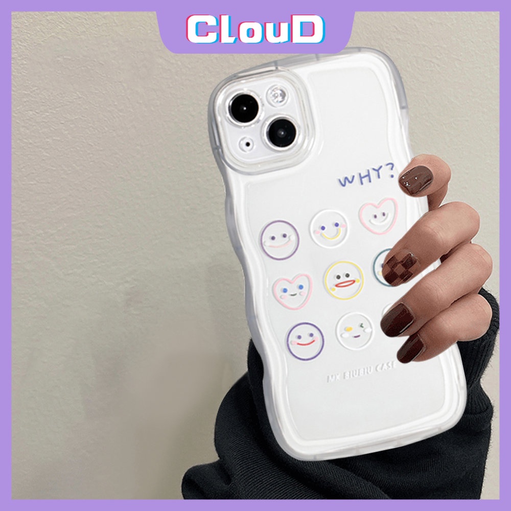 Vivo Y22 Y02 Y15s Y02s Y22s Y16 Y12 Y15 Y11 Y20 Y17 V20 Y35 Y21 Y75 V21 V25E V25 Y12s Y91C Y93 Y12i Y21s Y33s Y15A Y91 Y30 Smiley Lucu Ekspresi Lucu Lembut Pasangan Wavy Edge Case