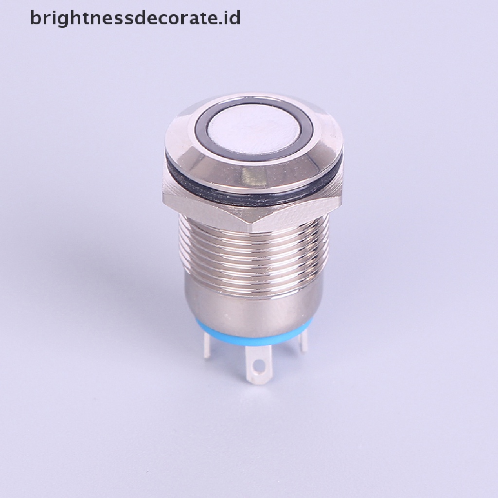 [Birth] 12mm Metal Annular Push Button Black Saklar Ring Lampu LED Kait Sesaat [ID]