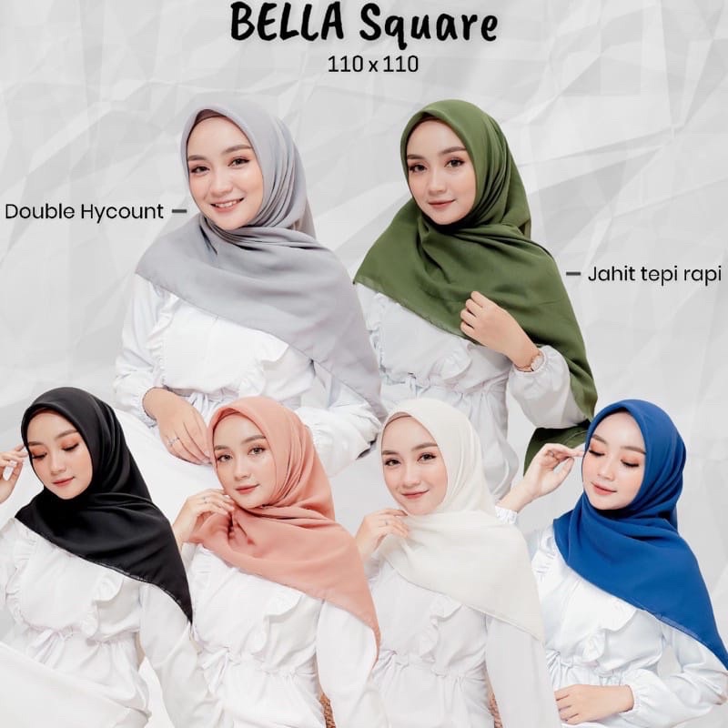 90+WARNA BELLA SQUARE POLYCOTTON PLAIN / JILBAB SEGIEMPAT POLY COTTON  VOAL 110X110 KERUDUNG HIJAB SEKOLAH (1KG MUAT 13PCS)