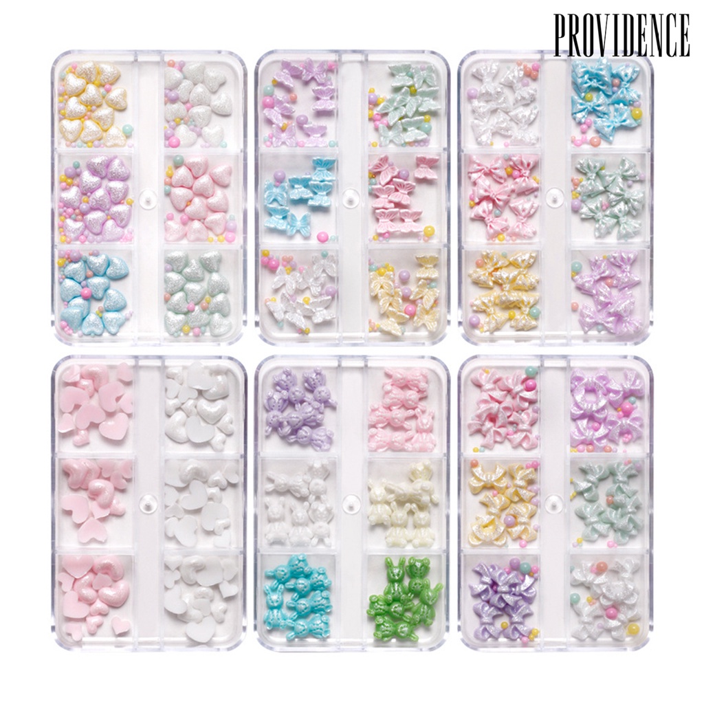 Providence 1kotak Nail Art Busur Tidak Jatuh Tiga Dimensi Glitter Tidak Luntur DIY Resin Musim Gugur Musim Dingin Kawaii Ikatan Simpul Nail Art Pesona Salon Kuku Pasokan