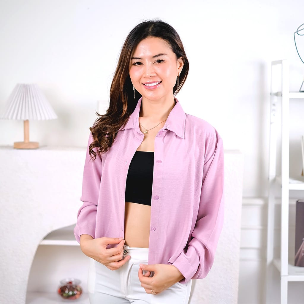 CRINKLE KEMEJA CROP TOP AIRFLOW BAJU ATASAN