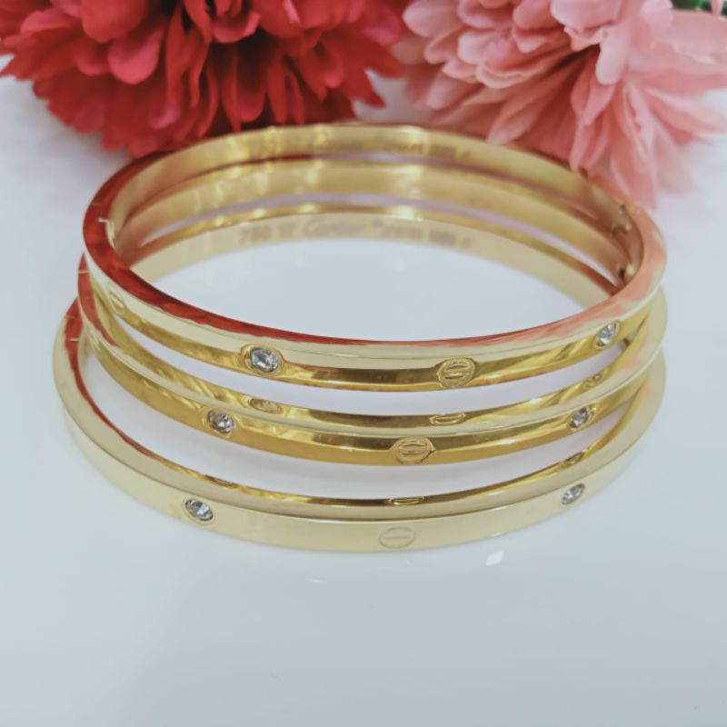 gelang bangle titanium fashion oval mata 1set=3pcs