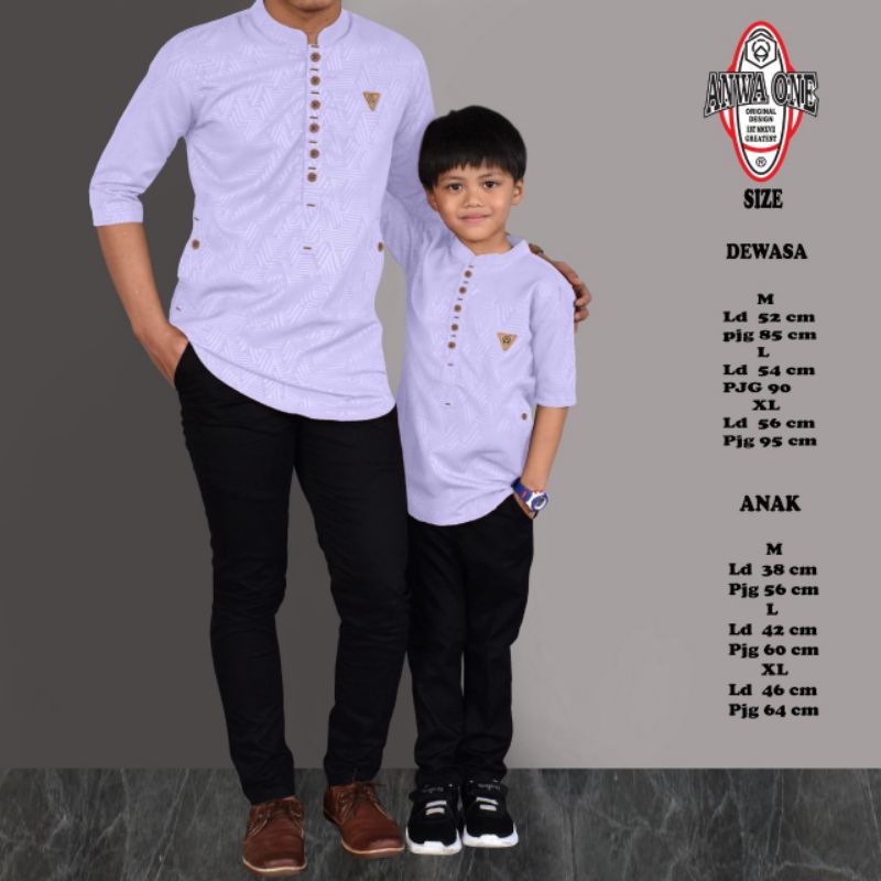 BAJU KOKO KURTA AYAH ANAK COUPLE MODEL KANCING SAMPING ORIGINAL ANWA ONE MURAH