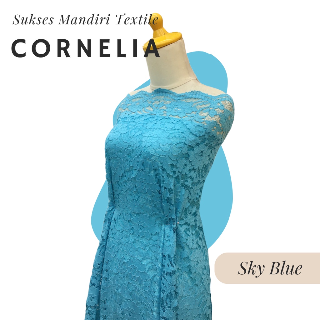 [CORNELIA] Brukat Lembut Warna Sky Blue Biru Terang Biru Langit | Harga ½ meter = 50 cm (Bahan Dress